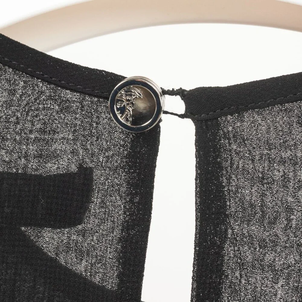Versace Collection Black Crepe Rhinestone-Waist Cape Mini Dress - Picture 7 of 12
